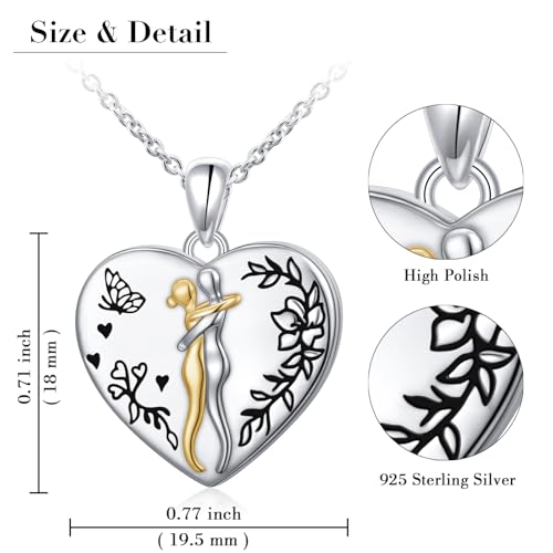FLYOW S925 Sterling Silver Best Friend Couple Pendant Friendship Sun Moon Lotus Yin Yang Matching Bff Necklace for Women Jewelry - style: locket