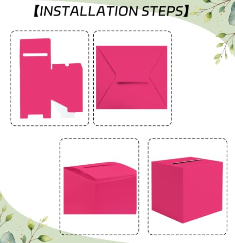 SietDESEO Hot Pink Card Box with Slot Money Gift Card Box Holder for Party Wedding Reception Birthday Graduation Bridal Shower Baby Shower Diaper Raffle Box - color: HOT PINK CARD BOX, size: 7.8 X 7.8 X 7.8 INCH