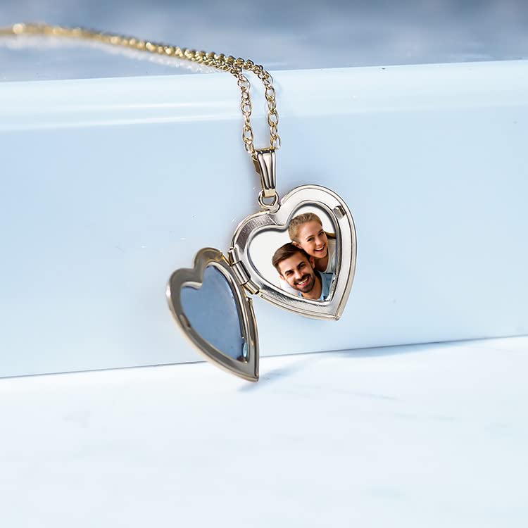 PicturesOnGold.com Personalized Always in My Heart Silver Or Gold Heart Locket Pendant Necklace Jewelry Gifts for Men & Women - 3/4 Inch X 3/4 Inch - Includes 18 inch Cable Chain - style: 14K Yellow Gold Filled - Locket Only