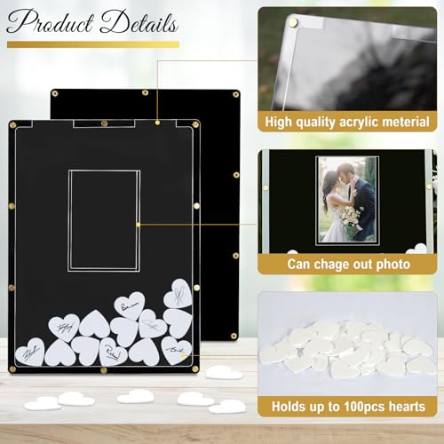 AerWo Wedding Guest Book Alternative Black Guest Book Wedding Reception - color: Black