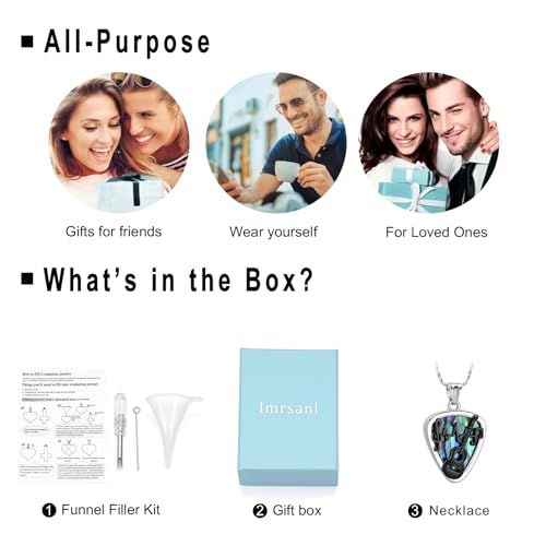 Imrsanl Guitar Pick Cremation Urn Necklace for Ashes - color: Abalone Shell-Guitar Pick