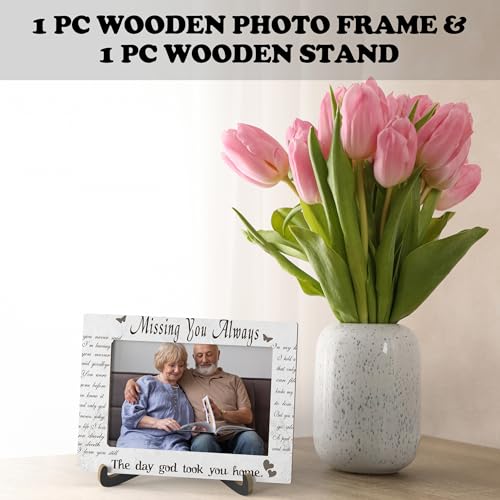 Memorial Photo Frame - Missing You Always - Wooden Tabletop Picture Frame With Stand, Sympathy Gifts For Loss Of Loved One, Bereavement Remembrance Gifts For Women -B39 - style: Missing You Always