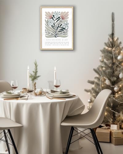 EcoHest 12x16 in Galatians 2:20 Abstract Floral Framed Christian Wall Art - color: Framed Galatians, size: 16"L x 12"W