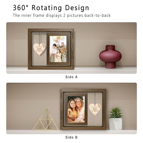 EYITUPC Rotating Wood Grammy Picture Frame Birthday Gift from Grandkids | Thoughtful Grammy Gifts for Mother's Day Christmas from Grandchildren Grandchild Granddaughter Grandson, Dis 2 4x6 - color: Life is getting better with grammy
