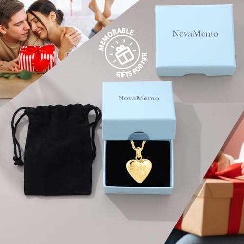 Paw Print Heart Urn Necklace for Pet Ashes Cremation Jewelry Memorial Keepsake Pendant for Dog/Cat Stainless Steel Ash Holder Necklace - color: Gold