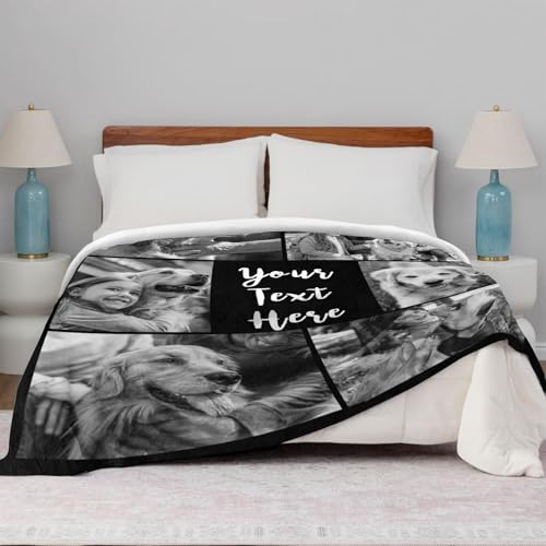 XINLING Custom Memorial Blanket with Pictures for Loss of Loved One Personalized Photo Blanket Customized Sympathy Gifts in Memory of Mom Dad Grandma Grandpa(6 Photos) - color: 6 Photos