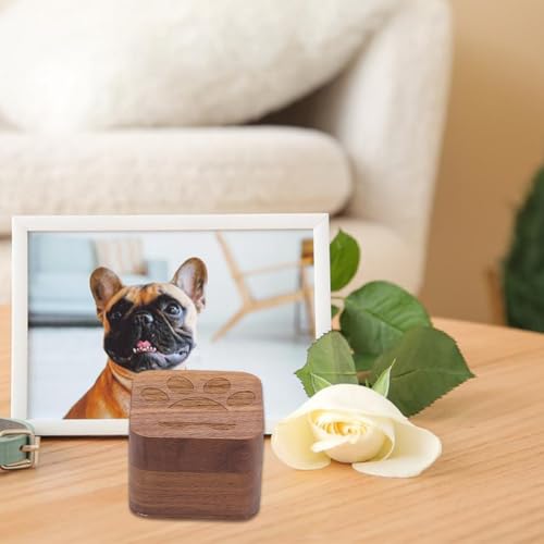 Pet Fur Keepsake Box with 3 Glass Pet Hair Memorial Bottles Wooden Paw Dog Cat Ashes Storage Shadow Box Pets Memorial Urn Can Hold Photos Pet Loss Sympathy Gifts for Pet Lovers Friends