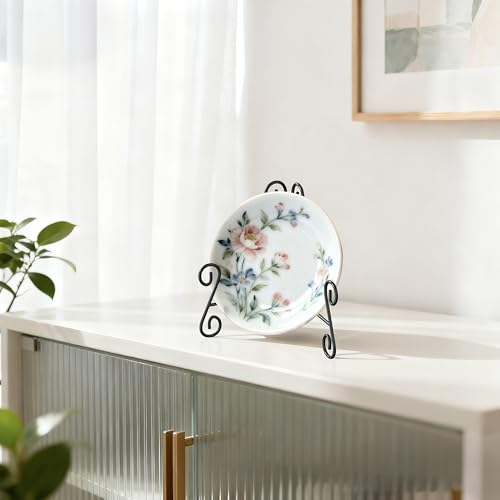 Plate Stand, 1 Pack 6 Inch Plate Holder for Display, Black Foldable Iron Table Easel for Picture Book Photo Frame Decorative Plate - size: 6 Inch - 1Pack