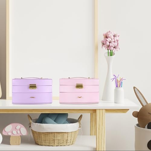 ELLDOO Musical Jewelry Box with Drawer, Pink Music Box Keepsake Box, Small Trinket Jewelry Storage Box Gift for Girls Women (Tune: You are My Sunshine) - color: Pink