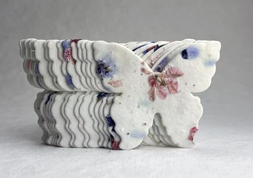 Of The Earth Handmade Paper - Wildflower Seed Paper Butterfly Shape - Large 3" - Set of 24 (56s Pink & Purple Petal) - color: 56s Pink & Purple Petal