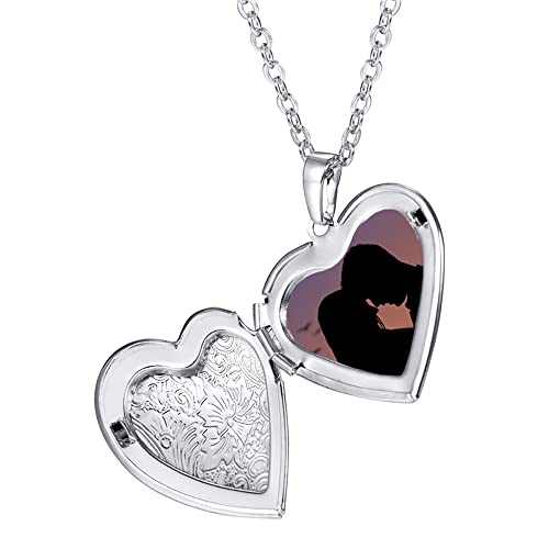2 Pcs Locket Necklace that Holds Pictures Stainless Steel Locket Pendant Necklace Memory Photo Pendant Necklace for Women Girls - color: Heart style 5