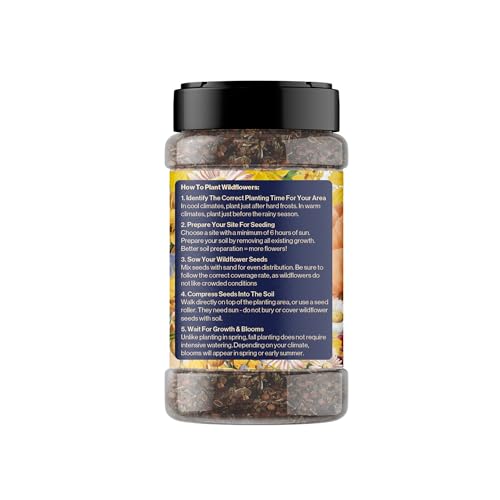 Wildflower Seed s – Perennial Flower Seeds Mix to Plant Anywhere, by Geva Grow | 12-Type Beautiful Perennial Wildflower Seeds Bulk 90,000+ Seeds, 2 Ounce, No Messy Packets - size: 2oz Shaker, style: Premium Perennial Mix