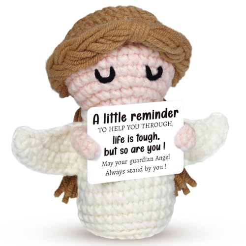 Handmade Positive Crochet Angel - Life is Tough But So are You - Birthday Gifts, Get Well Gifts for Women Men Kids Bestie, Inspirational Gift for Friends Student, Coworker - style: Get Well Gifts