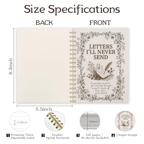 Rqvcp Letters I'll Never Send Lined Journal Notebook 5.5x8.3in - color: Letters I'll Never Send