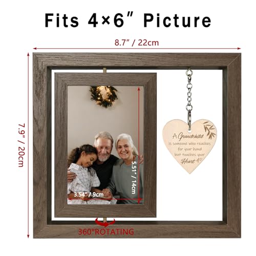 EYITUPC Rotating Grandparents Wood Frame New Grandma Gift First Time | Birthday, Christmas, Mother's Day, Father's Day, Grandparents Day, Grandchildren Granddaughter Grandson, Display 2 4x6 Inch - color: A Grandchild is Someone Who Reaches for Your Hands