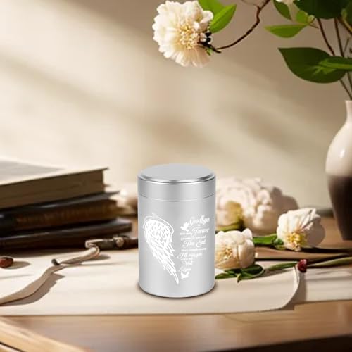 Mini Urns for Human Ashes Set of 8, Small Silver Angel Wings Keepsake Urns for Ashes 4 Pack (2.7 x 1.6 Inch, Aluminum)