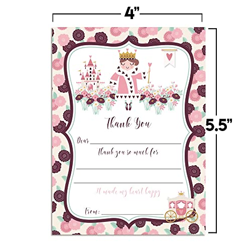 Amanda Creation Queen of Hearts Royalty Themed Birthday Party Thank You Notes, Ten 4" x 5.5" Fill-In the Blank Cards with 10 White Envelopes - style: Queen of Hearts Royalty