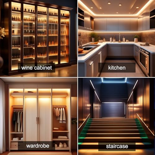 Vansky Motion Activated Bed Light, Flexible LED Strip Motion Sensor Night Light Bedside Lamp Illumination with Automatic Shut Off Timer (Warm Soft Glow)-Dual Light Strips Kit - size: Dual Light Strips(5FT x 2)