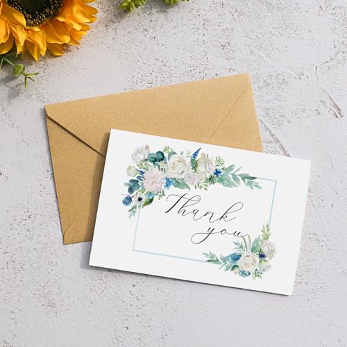 25 Funeral Thank You Cards with Envelopes, Messages Inside, 4×6 In | Floral Watercolor Cross Designs, Bereavement Sympathy Thank You Cards,Matching Stickers,for Funeral Family Friends Loved Ones
