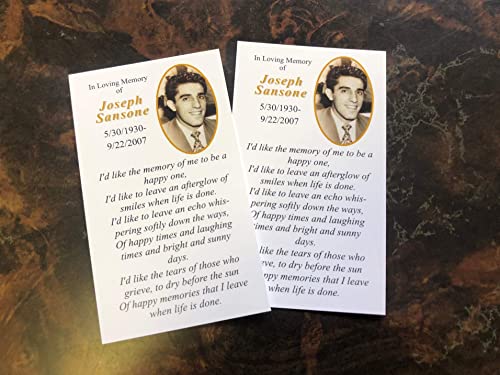 Copy King Funeral Memorial Prayer Cards with Custom Personalized Photo and Prayer, 50 Cards