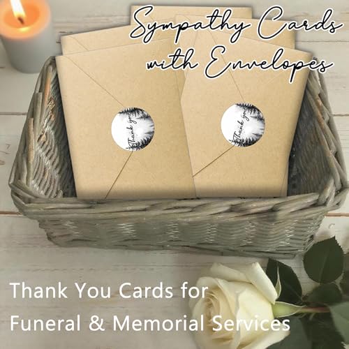 Bulk 50 Sympathy Thank You Cards with Envelopes for Funeral Favors, Round Engraved Wooden Memorial Keepsakes Pocket HugTokens Gifts, Funeral Wake Celebration of Life Decorations Ideas (Boat)