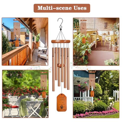 VENBEEL Pet Memorial Wind Chime, 28" Golden Tombstone Dog Memorial Wind Chime, Dog Remembrance Passing Away Loss Bereavement Gift - color: D-tombstone-gold