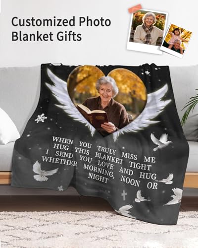 Custom Memorial Blanket with Photos for Loss of Loved One, Thanksgiving Gifts Personalized Sympathy Blanket for Loss of Dad Mom Husband Wife Friend of Loved One Gifts, Ships Next Day Made in USA - color: Style 5