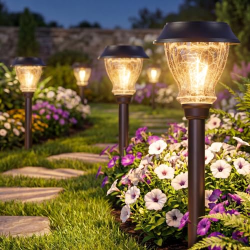 XMCOSY+ Solar Pathway Lights Outdoor, 6 Pack Warm White Landscape Lighting - size: 6 Packs