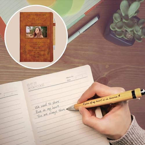 Wife Grieving Gift, Sympathy Condolence Remembrance Memorial Gifts | Letters To My Wife In Heaven Faux Leather Journal with Window Cover 200 Pages A5 Lined for Family Friend Who Loss of Wife - style: Wife