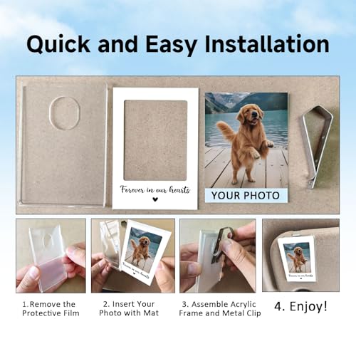 OFlyDesigns Pet Memorial Car Visor Photo Holder, Dog Loss Sympathy Gift for Women Men, Pet Remembrance Picture Frame for Car Sun Visor, Rainbow Bridge Keepsake for Dog Cat Lovers