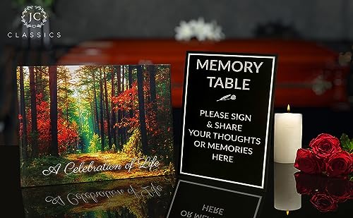 Funeral Guest Book | Memorial Guest Book | Guest Book for Funeral Hardcover | Guestbook for Sign in, Celebration of Life Memorial Service | Funeral Guest Sign Book with Memory Table Card Sign Included - style: Forest