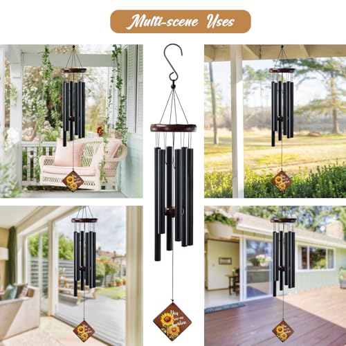 Wind Chimes for Outside, 36“ Sunflower Wind Chime for Friends Bestie Family & Loved One, Christmas Windchime Thank You Gifts with You are My Sunshine Saying - size: 36" SF