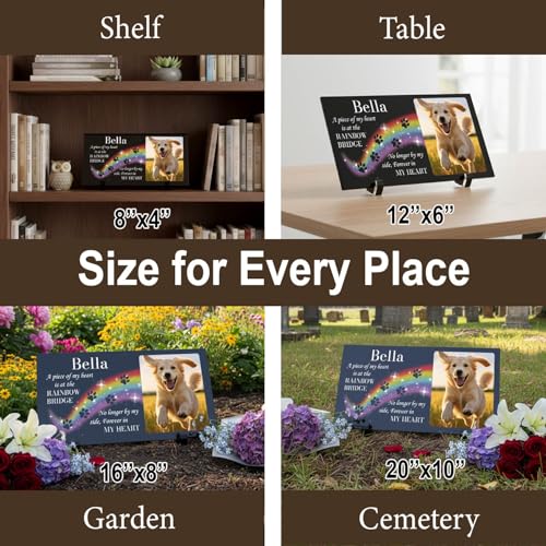 Rainbow Bridge Pet Memorial Stone | Personalized, Dog Headstone - color: 011