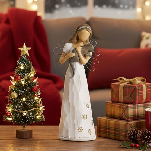 NAN ZAI NAN FANG Cat Angel Memorial Statue Friendship Gift for Cat Lover | Women 6.7"Pet Loss Sympathy Remembrance Bereavement Gifts Resin Sculpted Hand-Painted Figure - style: Angle with Cat