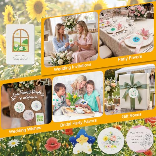 nulala 20Pack Plantable Seed Paper Cards - Handmade Circular Shape Greeting Cards Embedded with Wildflower Seeds for Gift Wrapping,Wedding Favors,Bridal Shower Favor,Celebration of Life - color: Pink