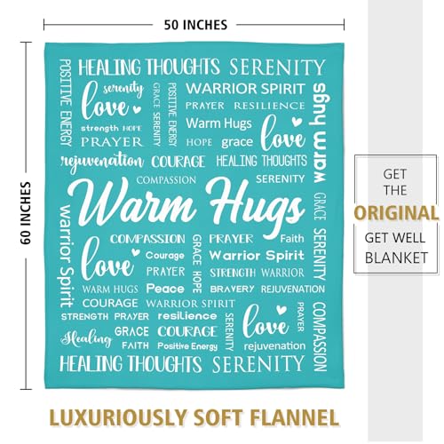 Warm Hugs Healing Blanket, Get Well Gifts for Women Men | Cancer Care, After Surgery, Thinking of You Gift, Sympathy Inspirational Blankets, Soft Throw Blanket 50" x 60" - color: Green, size: 50"x60"