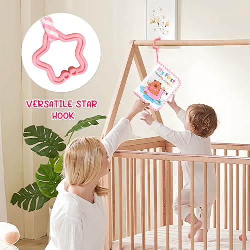 My First Baby Photo Album, 17 4x6 Photos, Soft Cloth, Pink | Children'S Mirror, for Baby Showers Picture, and Family Travel Memories - style: kapibala