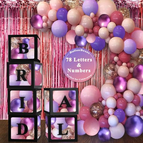 Ledido Transparent Balloon Boxes with 78 Letters Numbers for Custom Name - color: Black, size: 6PCS Boxes