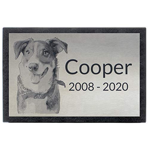 PlaqueMaker Stainless Steel and Granite Memorial Headstone - Markers for Lost Family Members, Infants, Loved Ones, Friends, Dogs, Cats, and Other Family Pets. (12 x 8 x 2) - size: 12 x 8 x 2"