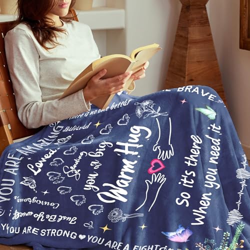 Blue Warm Hug Blanket 52"x60"Get Well Soon Gift for Men Women | You’re Loved Inspirational Blanket,Comfort for Cancer Recovery,After Surgery,Elderly,Grandpa,Patient,Friend - color: Blue Warm Hug