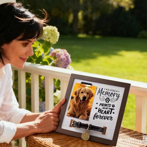 Pet Memorial Frame with Collar Holder, Personalized Dog & Cat Loss Keepsake | Honor your beloved pet with a personalized memorial frame featuring a collar holder, photo display, and lasting keepsake.
