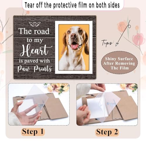 Pet Picture Frame, Pet Wooden Photo Frames Gift, Gifts for Dog Dad Mom, Dog Lovers Gift, Picture Frame for Dogs Cat Pets that Passed, The Road To My Heart Is Paved With Paw Prints, 4x6Inch Photo - color: Dark brown