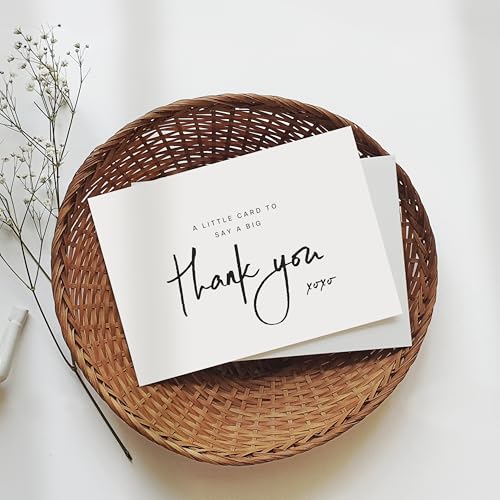 Blank Thank You Cards with Envelopes by ThreeKin - 25 Folded 3.5 x 5 Inch Cards for Weddings, Graduations, Baby Showers, Business & Birthdays - All Occasion Stationery Set, US Owned Business - style: Thank You