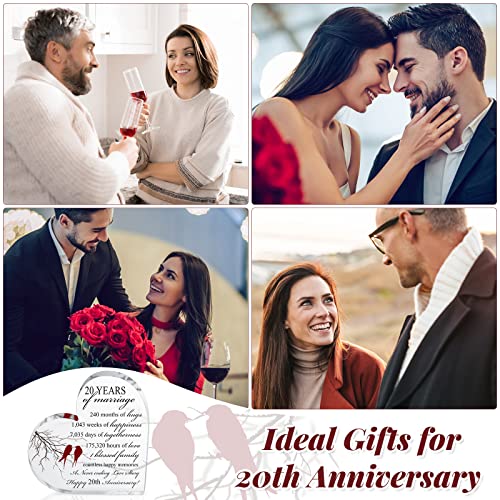 Qunclay 20th Marriage Gift for Parents Couple 20 Years Wedding Anniversary Souvenir Heart Marriage Keepsake Wedding Anniversarys Decorations for Women Men Mom Husband Wife He She Friend Grandparents - style: 20th