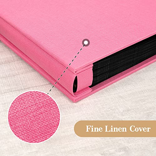 potricher Linen Photo Album for 4x6 Inch Photos, 300 Pockets, Pink | Linen Cover, Small Capacity 4x6 Picture Albums with Horizontal Pockets, 4x6 Photo Book for Family, Wedding, Baby, Anniversary - color: Pink