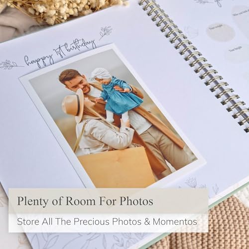 Baby Book Keepsake Boy or Girl Timeless Baby Memory Book First 5 Years for Baby Shower Gender Neutral Baby Scrapbook New Mom Gift Baby Journal from Birth to Age 5 Milestone Book Sage Green - color: Sage Green