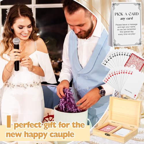 AceOrbit 57 Pack Red Wedding Guest Book Playing Cards Set with Wooden Box - color: Red, style: Classic