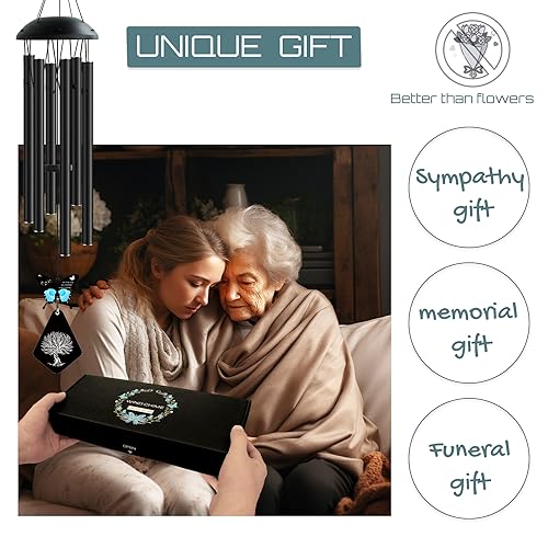 Memorial Wind Chimes for Loss of Loved One,32" Butterfly Sympathy Wind Chimes for Loss of Mother Father Son Daughter,Bereavement Condolence Remembrance Funeral Gifts for Loss of Mom Dad. | Soothing Sounds Design Gift
