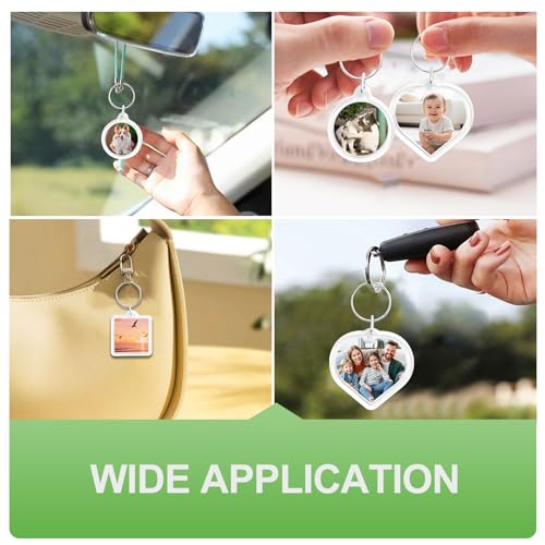 BRT Bearingshui 50pcs Pendant Picture Frame Keyrings, Clear Acrylic Photo Frame Keyring, Make Your Own Personalized Keyring Kit, Central Pendant for Kids To Assemble And Attach To Key Rings