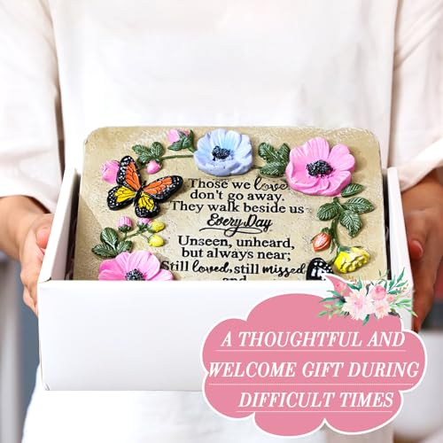 Blosssound Memorial Garden Stone Gifts for Loss of Loved One 9.8 Inch Sympathy Memorial Gifts Those We Love Don't Go Away Condolence Bereavement Plaques for Homes, Lawn and Garden Stepping Stone
